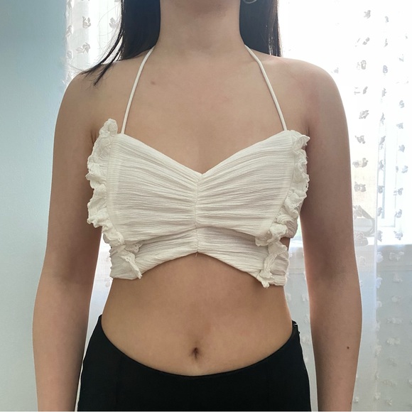 Free People Endless Summer Fly Away Halter Cropped Top in White Women's Size XS - Picture 4 of 15